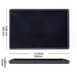 Rectangle Durable Acrylic Collection Serving Tray & Platter for Kitchen, Beverage, Drink, Food, Bathroom (Black 34x22x2.5cm)