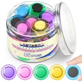 Grtard 45 Pieces Magnets for Whiteboards, Colourful Round Fridge Magnets, Fridge Magnets, Whiteboard Magnets, Decorative Magnets for Dry Boards, Teacher Supplies for School, Home, Office