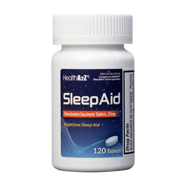 HealthA2Z® Sleep Aid | Doxylamine Succinate 25mg | 120 Tablets | Non Habit-Forming