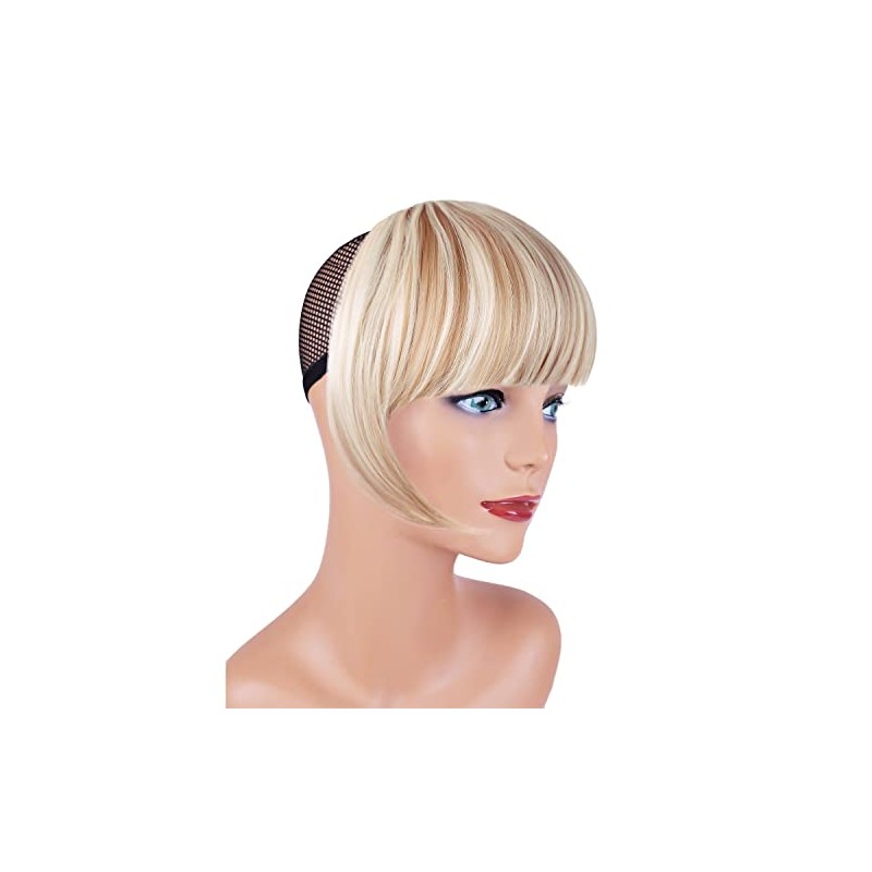Flequillo rubio, clip rubio, clip grueso, natural, parte delantera completa,