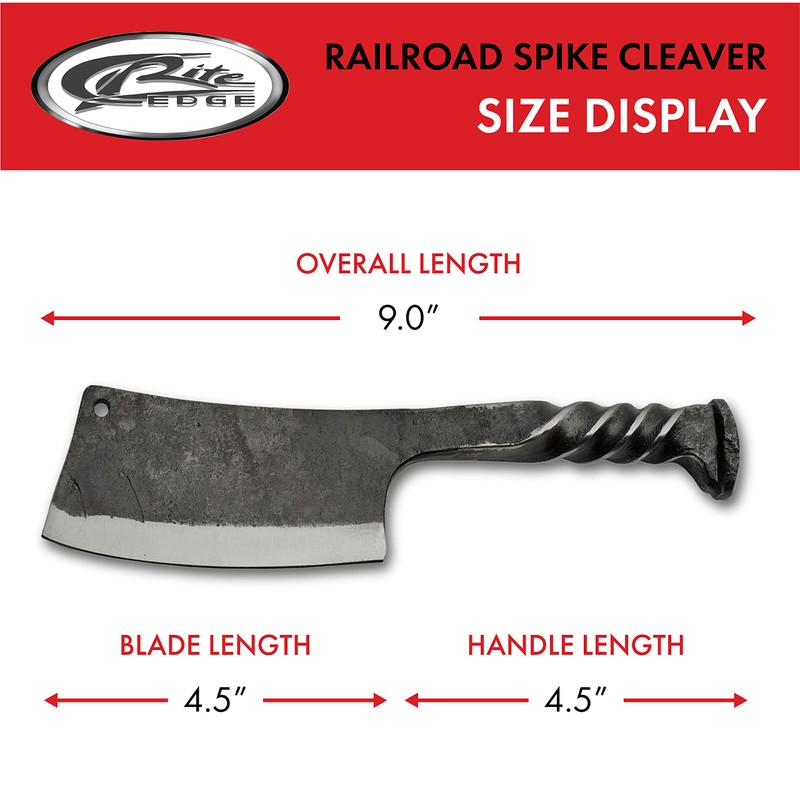 SZCO Supplies 9"" Twisted Handle Railroad Spike Cleaver with Leather