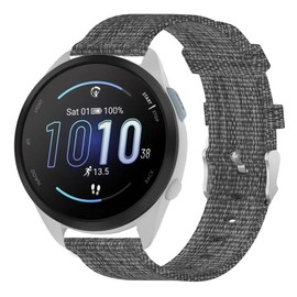 Lamshaw 20mm Breathable Nylon Woven Fabric Replacement Strap Compatible with Forerunner 165/Venu Sq/Venu Sq 2/Vivomove Sport/Vivoactive 5/55/245 Smartwatch (Gray)