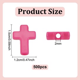 HOBBIESAY 500Pcs Colorful Cross Beads 15mm Acrylic Crucifix Cross Beads Small Cross Spacer Loose Craft Beads for DIY Necklace Bracelet Jewelry Making Hole: 2mm