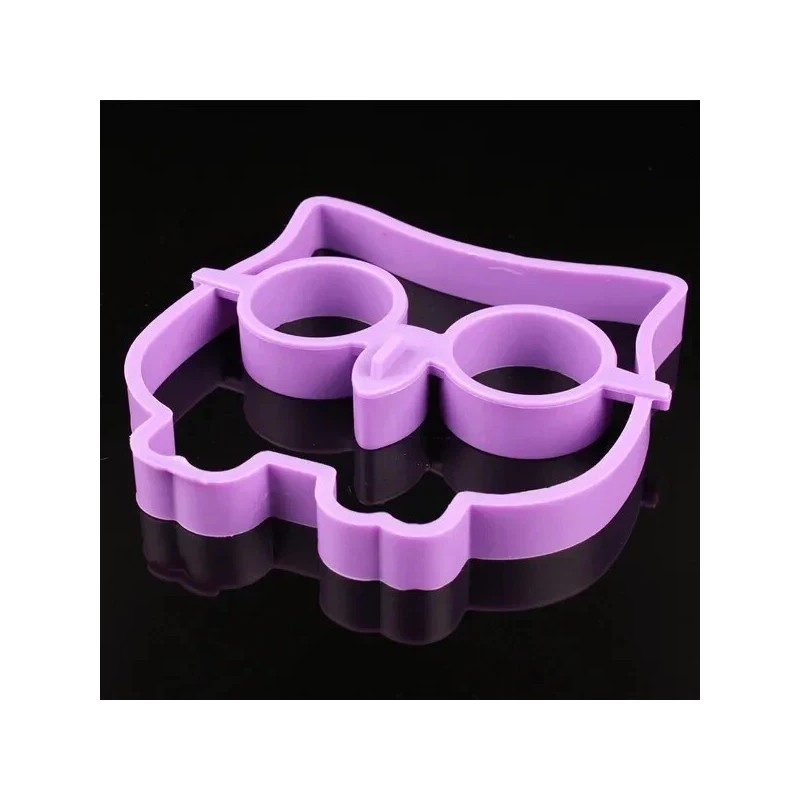 DHGATE 2Pck Food Grade Silicone Fried Egg Shaper Purple Owl/Orange