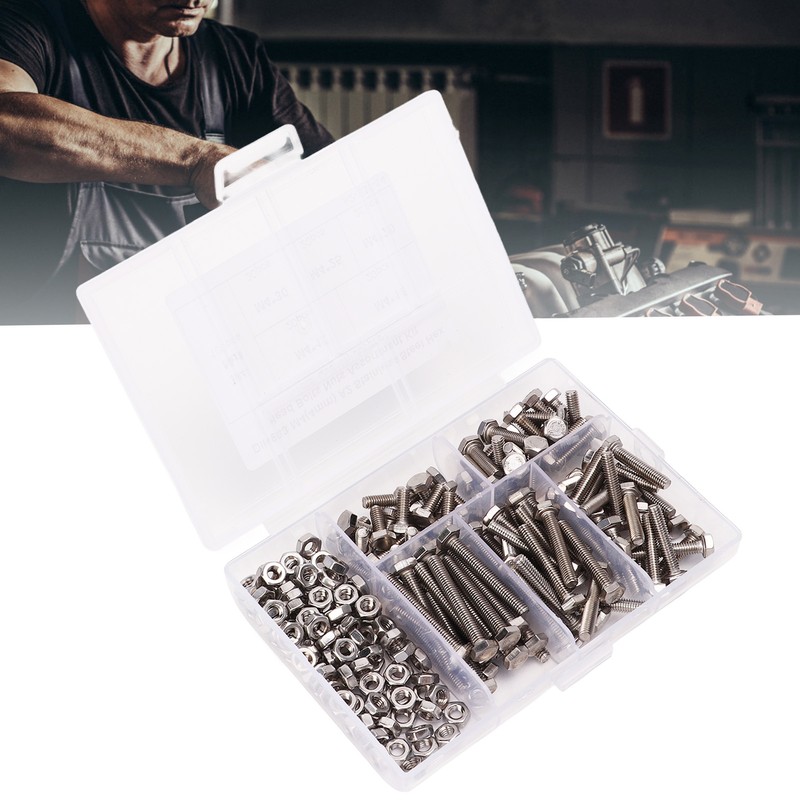 200PCS Hex Bolts Screw 304 Stainless Steel Anti Oxidation Metric