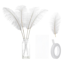 PATIKIL 24 Pcs Natural Ostrich Feathers 14-16 Inch / 35-40 CM Large Ostrich Feather Kit for Crafts, Vase, Home Decoration, Wedding, Party, Centerpieces, Flower Arrangement (White)