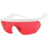 ShadyVEU Semi Rimless Red Translucent Lens Sports Performance Sunglasses White