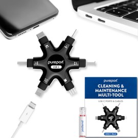 PurePort USB-C Multi-Tool Phone Cleaning Kit | Clean Repair & Restore Cell Phone Tablet & Laptop USB C Ports & Cables | Fix Unreliable & Bad Connections | Extend The Life of Your Tech Devices (Black)