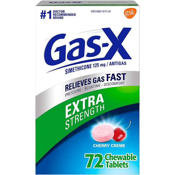Gas-X Extra Strength Chewable Gas Relief Tablets with Simethicone 125 mg, Cherry - 72 Count