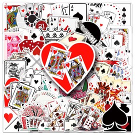 50pcs Card Suites Poker Stickers Water Bottles Laptop Phone Computer Skateboard Hydroflasks Poker Vinyl Sticker Waterproof Aesthetic Trendy Decals for Kids Teens Girls Adults（Poker）