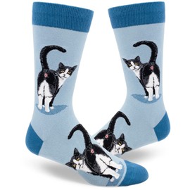 ModSocks Men's Tuxedo Cat Butt Crew Socks in Slate Blue