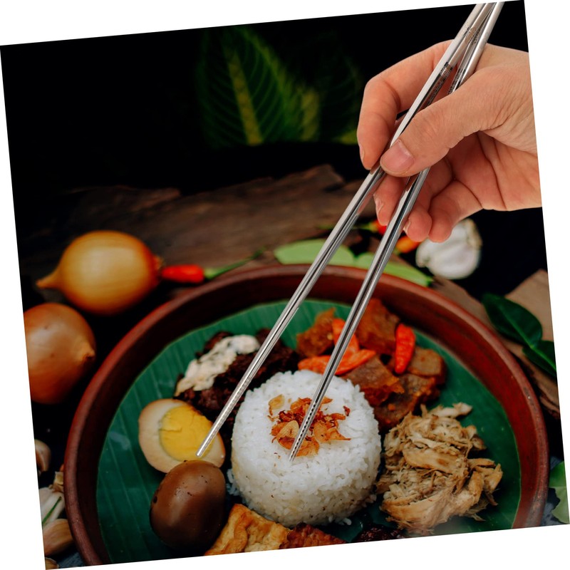 BIUDECO 5-Pair Non-Slip Chopsticks Set Stainless Steel Tableware for Home