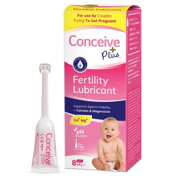 Conceive Plus Fertility Lubricant - Conception Safe Lube with Calcium + Magnesium Ions - Use When Trying to Conceive - Vaginal Moisturizer (8 x 4g Pre-Filled Applicators)