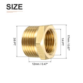 DTGN 1 Pack 3/8 PT Female x 1/4 PT Male Blass Pipe Fitting Apply to Pipe Connection Blast Reducer Adapter Go Gold Tone