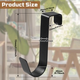PHITUODA 6 Pack Over The Cabinet Door Hooks Black Towel Hook Over Bathroom Frameless Glass Door Office Kitchen Towel Coat J Hooks for Hanging