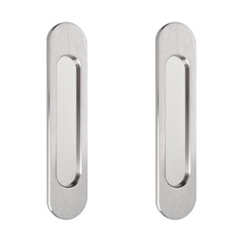 MOROBOR 18CM Self-Stick Oval Sliding Door Pulls, 2pcs Brushed Steel Aluminum Alloy Flush Pull Punch-Free Handle for Sliding Barn Door Windows Cabinets
