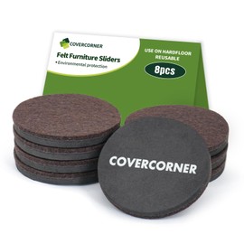 COVERCORNER Felt Furniture Sliders for Hardwood Floors 8 PCS - 3 1/2 inch Furniture Moving Slider – Heavy Duty Felt Movers Sliders Chair Legs Floors Protectors (for Hardwood Floors) Brown
