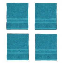 EDB 4X Face Cloth Super Soft 100% Egyptian Cotton Flannels Washcloths 800-GSM Luxury Premium Quality Quick Dry Towels 30 x 30 cm (Teal/Turquoise, 4 - FACE CLOTH)