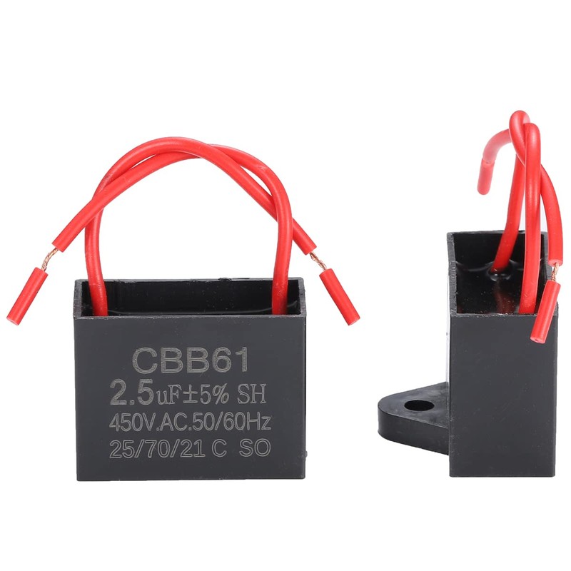 Greluma 2pcs 2.5uF 450V AC CBB61 Ceiling Fan Capacitor 50/60Hz