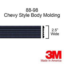 Automotive Authority Black Side Body Trim Molding for 1988-1998 Chevy GMC Tahoe Suburban Silverado Pickup Truck - 2.5" - C1500, C2500, K1500, K2500, Blazer (Full Roll - 320")