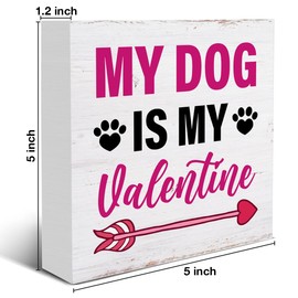 Valentines Day Decor Funny Valentine's Day Wood Sign Dog Lover Valentines Day Decorations for Home Shelf Dog Lover Valentine Gifts