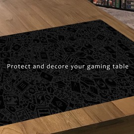 Neoprene Play Mat | Play Mat for Board Games, Dice and Cards | 61 x 35 cm | Waterproof, Non-Slip and Rollable (Gaming (Black))