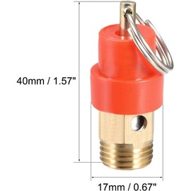 Safety Valve for Air Compressor & Heater, Relief Valve with External Thread, Red Hat, Pressure Relief Valve, Reliable Pressure Relief Valve for Pressure Regulation