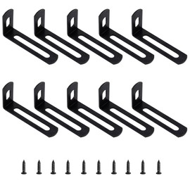 AUXBC 2"x1"x0.5"Adjustable Right Angle Brackets Metal L Bracket Heavy Duty 90 Degree Corner Fastener L-Shape Corner Brace Support Black Shelf Bracket , 10Pcs