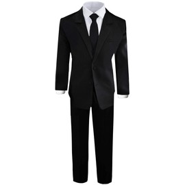 Black n Bianco Boys Black Tuxedo Suit with Tie Young Boys Youth Size 2T