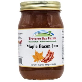 Traverse Bay Farms Bacon Lovers Combo – Apple Jam, Maple Jam, Ketchup and Printed Food Pairing Book – Small Batch, Gourmet Condiments