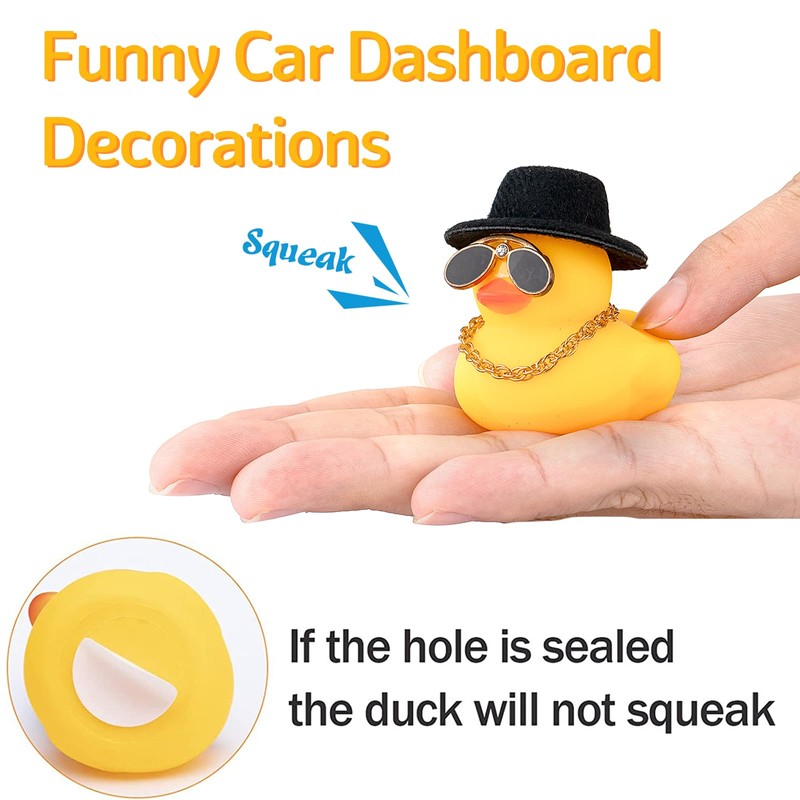 wonuu Car Accessory, Yellow Rubber Duck Decoration with Sun Hat,