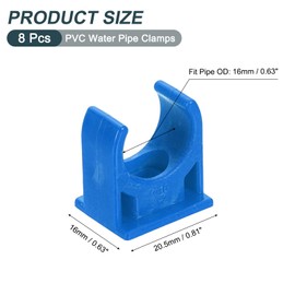 uxcell 8Pcs PVC Water Pipe Clamps Clips, U-Shaped Tubing Hose Buckles, Irrigation Tube Holder for 16mm OD for TV Trays Tubing Hose Hanger Support Tubing, Blue