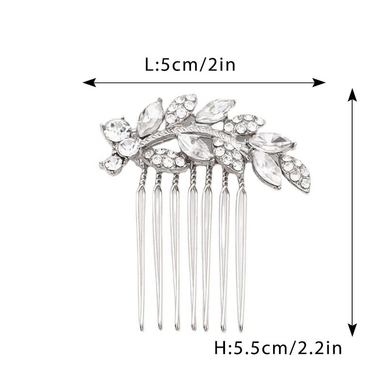 Foyte Crystal Bride Wedding Hair Comb Leaf Bridal Headpieces Rhinestone