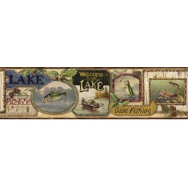 Chesapeake HTM48441B Guppy Wheat Fresh Catch Signs Wallpaper Border
