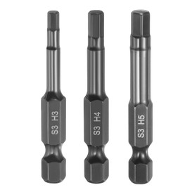 HARFINGTON 3pcs Flat Hex Head Drill Bit H3/H4/H5 Magnetic Tip 1/4" Hex Shank 50mm (2") Long Mirror Polished Metric Hexagonal Screw Driver Screwdriver Bit Wrench Electric Power Tool