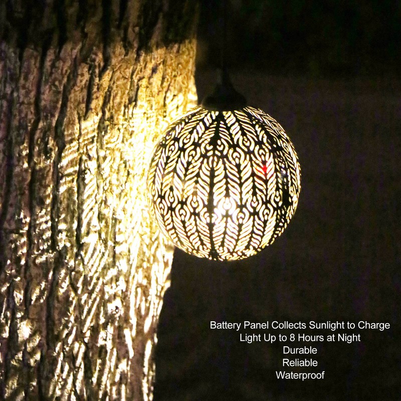 5.9in Solar Lantern Garden Garden LED Solar Hanging Lights Round