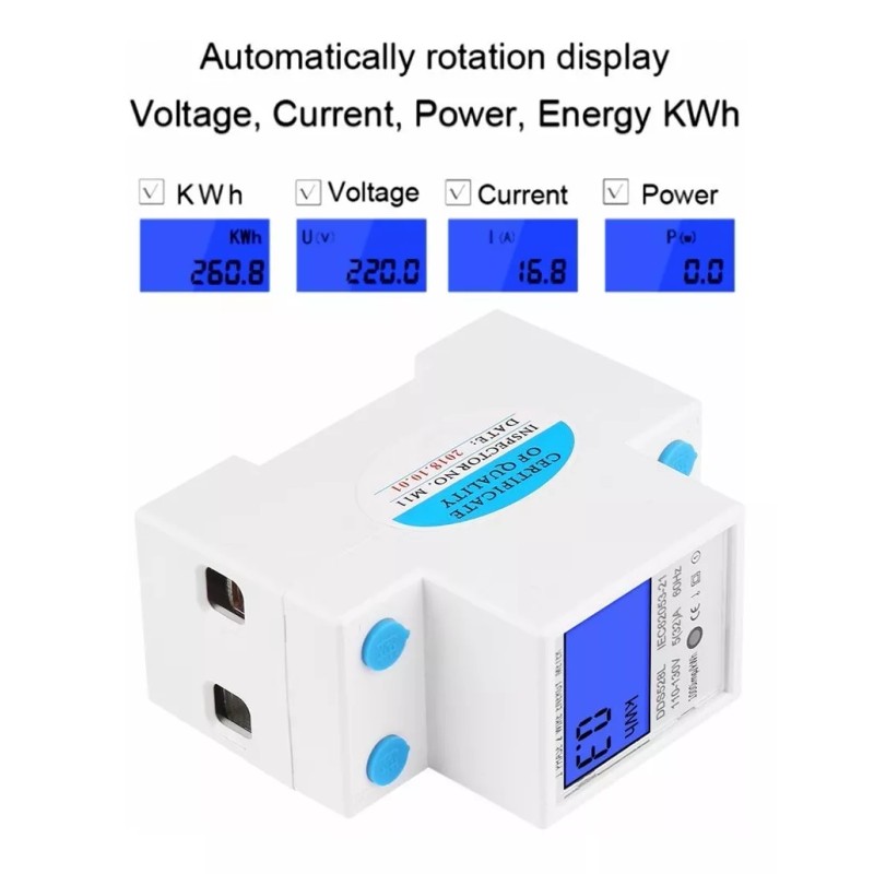 Generic Medidor De Energía Monofásico De Carril Din 5-32a Ac110-130v