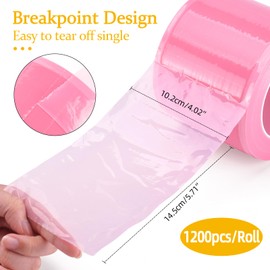 BAMTTOO 1200pcs Barrier Film Roll Disposable Tattoo Barrier Film Dental Barrier Film Perforated Adhesive Barrier Tape Sheets Tattoo Supplies (Pink)