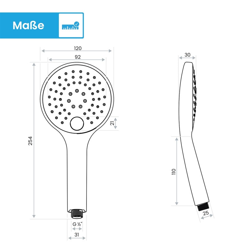 B?chlein B?chlein Universal Duschbrause - Brausekopf mit 3 Strahlarten, einfach