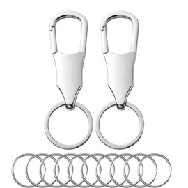 BEIJIATE metal hook and loop keychain, 12 stainless steel rings, silver, 2-piece set, unisex