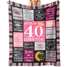 Keyck 40th Birthday Women, 40th Birthday Women, Gifts for 40th Birthday Woman, Birthday Gift for Women 40, 40th Birthday Women Gift, Funny Birthday Decoration Cuddly Blanket 150 x 130 cm
