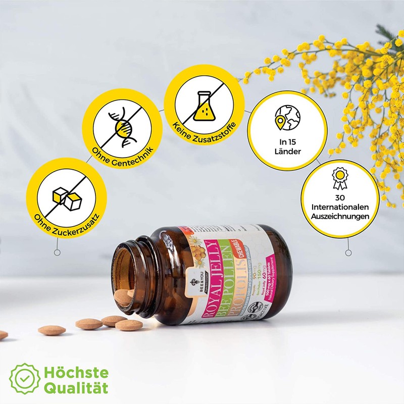 Bee&You Royal Jelly Flower Pollen Propolis with 500 mg 60