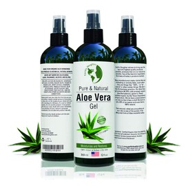 Aloe Vera Gel - 99.75% Organic, 12 oz Great for Face, Hair, Acne, Sunburn, Bug Bites, Rashes, Eczema