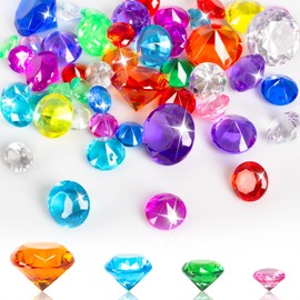 RNHDLY Pack of 50 Gemstones for Children, 40 mm, 30 mm, 25 mm, 20 mm Diamonds for Children, Acrylic Gemstones, Large, Diamonds, Decorative, Colourful, Decorative Diamonds for Vases, Table Decoration,