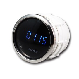 MOTOR METER RACING MGS Series 52mm 2-1/16" Digital Clock Gauge 0~24 Hour Format Black Dial Blue LED Display 12/24 Volt Waterproof