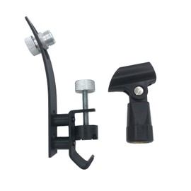 TUOREN Drum Rim Microphone Clamp with Universal Shockproof Plastic Microphone Clip, Metal Adjustable Drum Rim Mic Mount Holder for Snare Tom Bass Drum Hoop Accessories