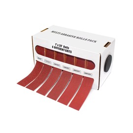 Emery Cloth Roll, 6 Grits, 1 Inch x 19.7 ft (6m) Sandpaper Roll 80 120 240 320 400 600, Emery Cloth for Metal, Wood, Automotive and Furniture, Wet/Dry Abrasive Cloth with Dispenser