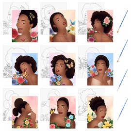 HICOHAND 9 PCS 7.87 * 9.84 Inch Girl Pre Drawn Acrylic Paint Canvases with Brush for Party, Student, Adults DIY Gift