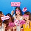 30Pcs Pink Girl Birthday Photo Booth Props with Sticks,Hot Pink