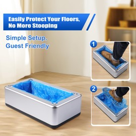 LYSHIYI Shoe Covers Dispenser with 200pcs Shoe Cover Disposable Non Slip, User-Friendly and Durable Shoe Cover Machine, Fits Size Up to 11 US Men and up, Widely Applicable in Indoor(Silver)